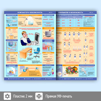 Плакаты «Компьютер и безопасность» (М-15, пластик 2 мм, А2, 2 листа)